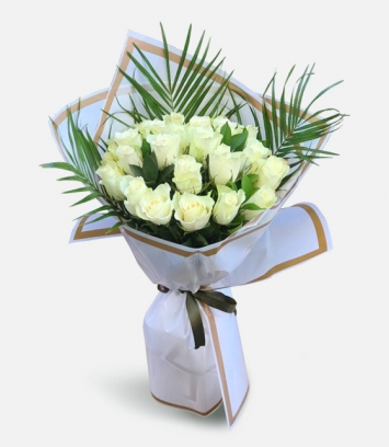 21 Beyaz Gül buketi